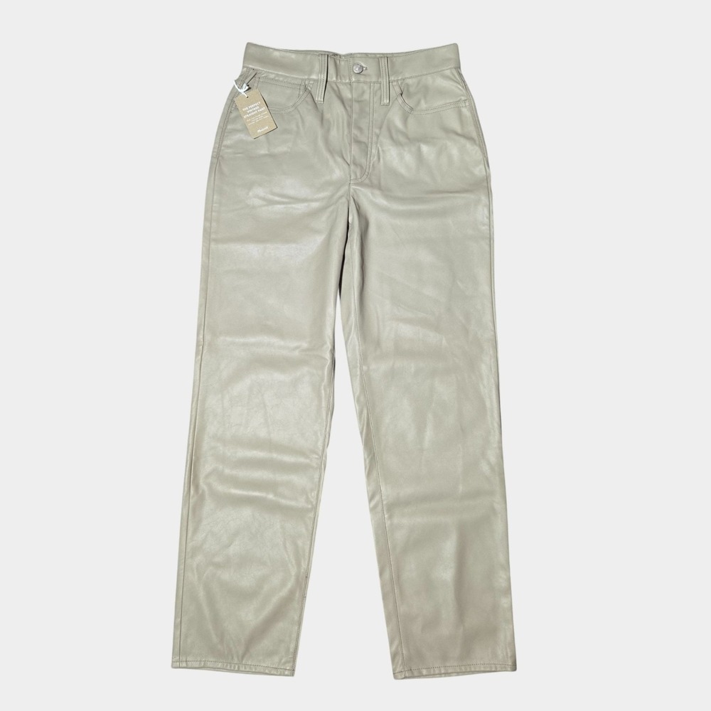 Madewell The Perfect Vintage Straight Jean Faux Leather Edition 27 Neutral NWT